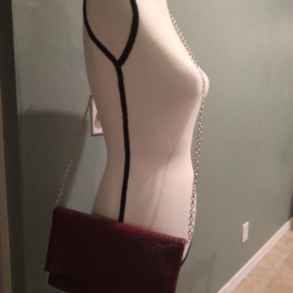 Kelly & Katie Faux Crocodile Foldover Clutch Crossbody Bag
